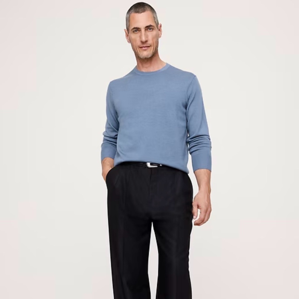 Banana Republic Men’s Baruffa Italian Merino Wool Crew Neck Blue Sweater L